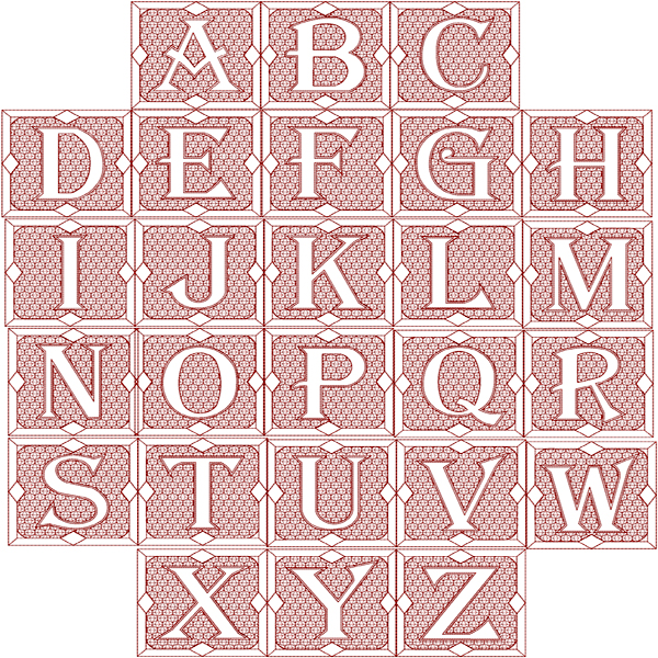 Serif Script Alphabet Monogram Quilt Block Embroidery Font