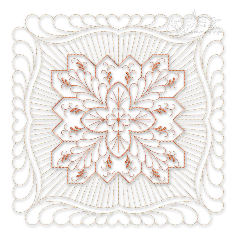 Floral Pattern #5 Extra Large Quilt Block Embroidery Design