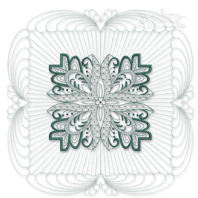 Floral Pattern #7 Extra Large Quilt Block Embroidery Design