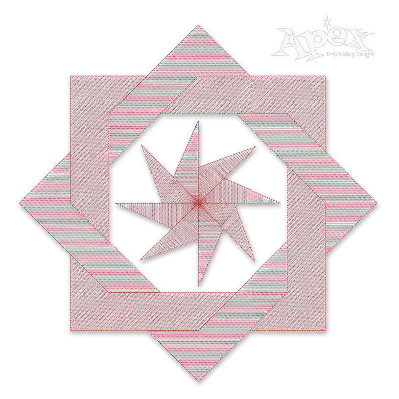 Dual Interlock Squares Quilt Block Sketch Embroidery Design