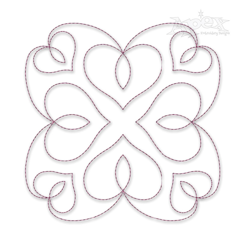 Quarter Hearts Quilt Block Embroidery Design