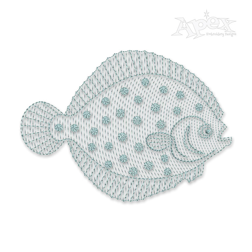 Flounder Fish Sketch Embroidery Designs