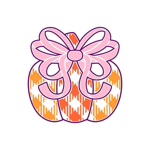 Plaid Pattern Pumpkin Bow SVG Cuttable Designs