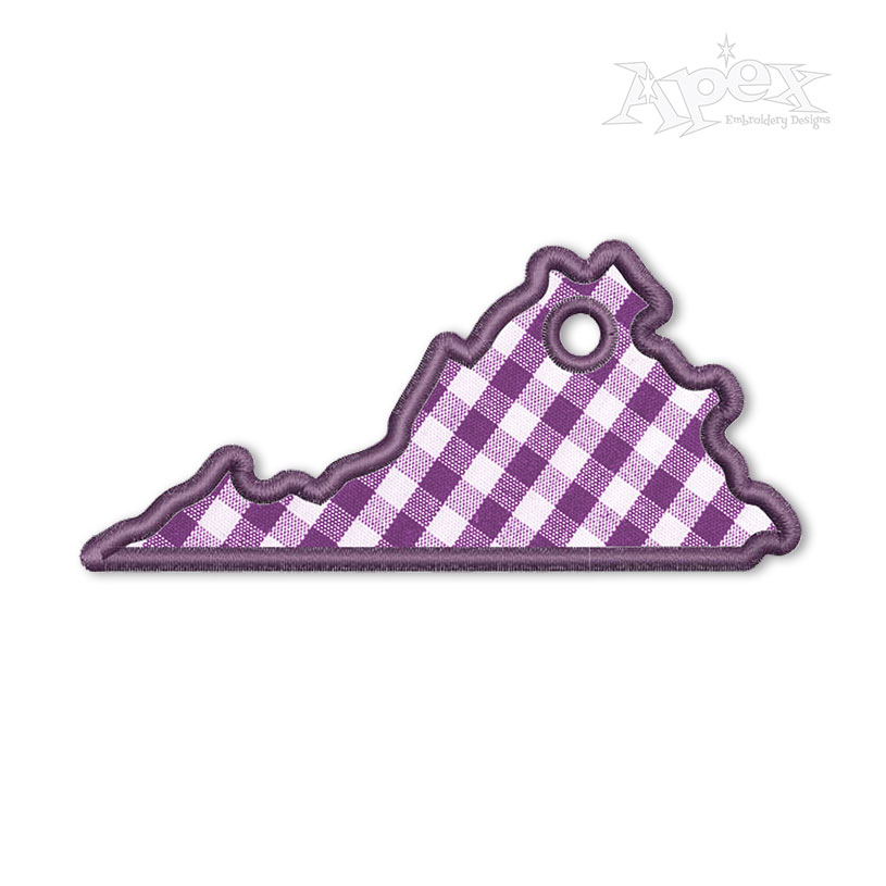 Virginia State Gift Tag ITH Embroidery Design