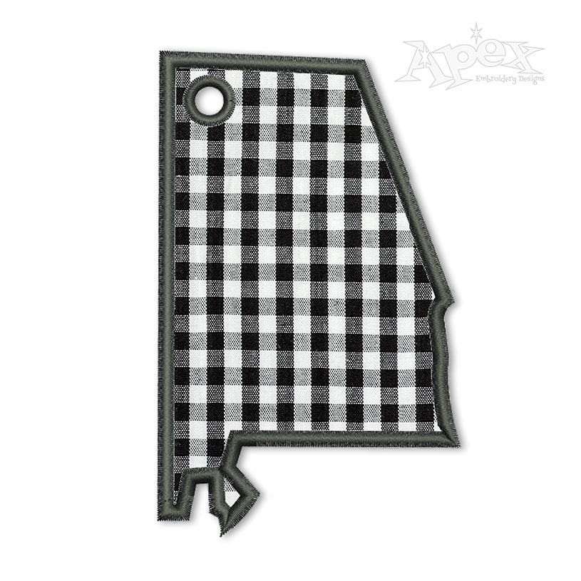 Alabama State Gift Tag ITH Embroidery Design