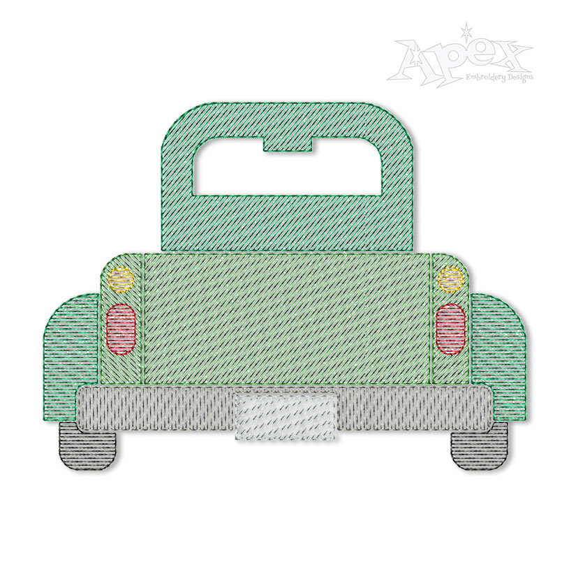 Pickup Truck Sketch Embroidery Design