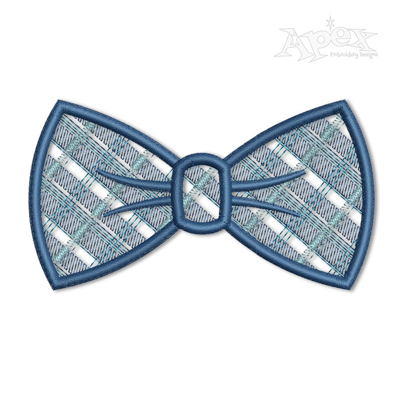 Tartan Plaid Bow Tie Embroidery Design
