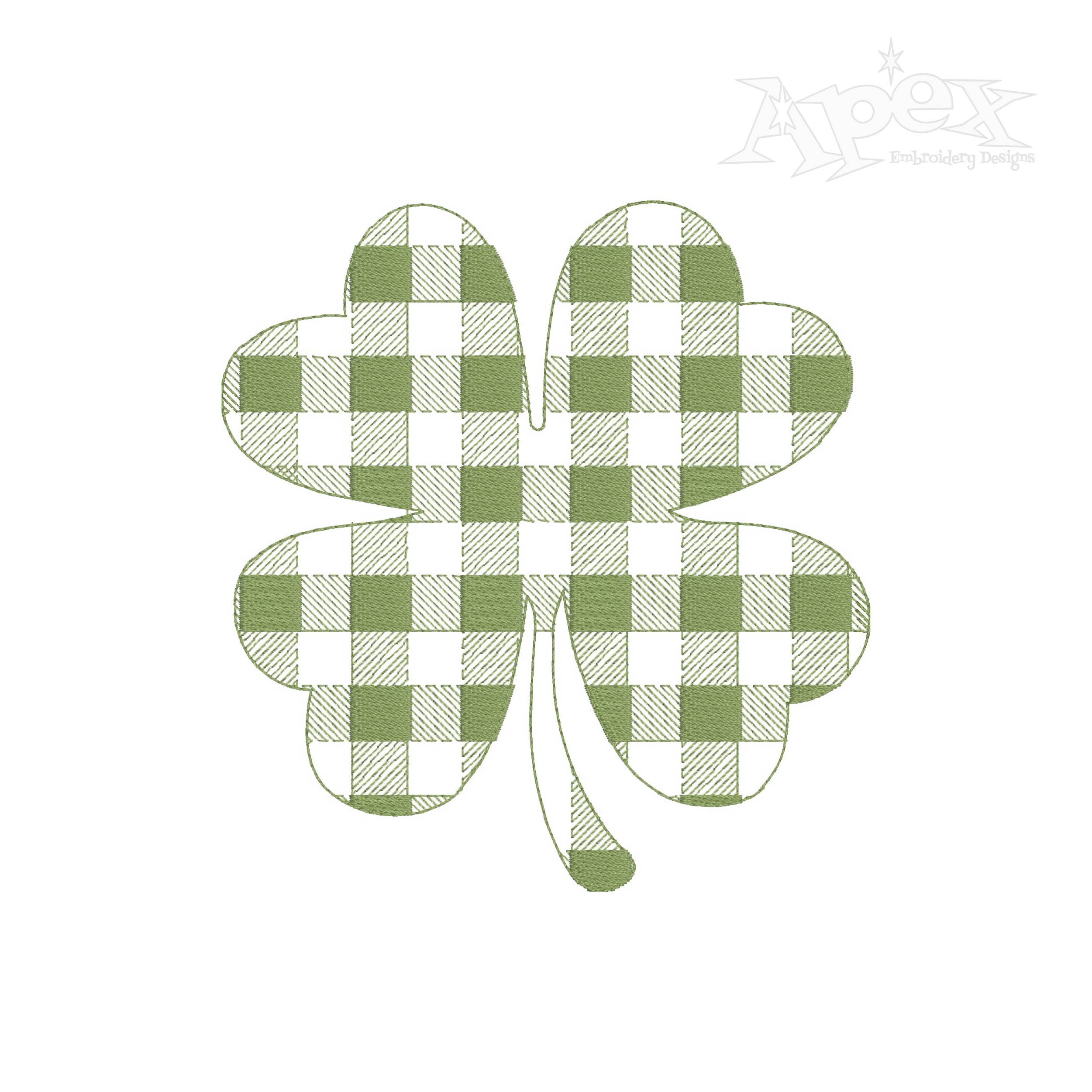 Plaid Pattern 4 Leaf Clover Embroidery Designs