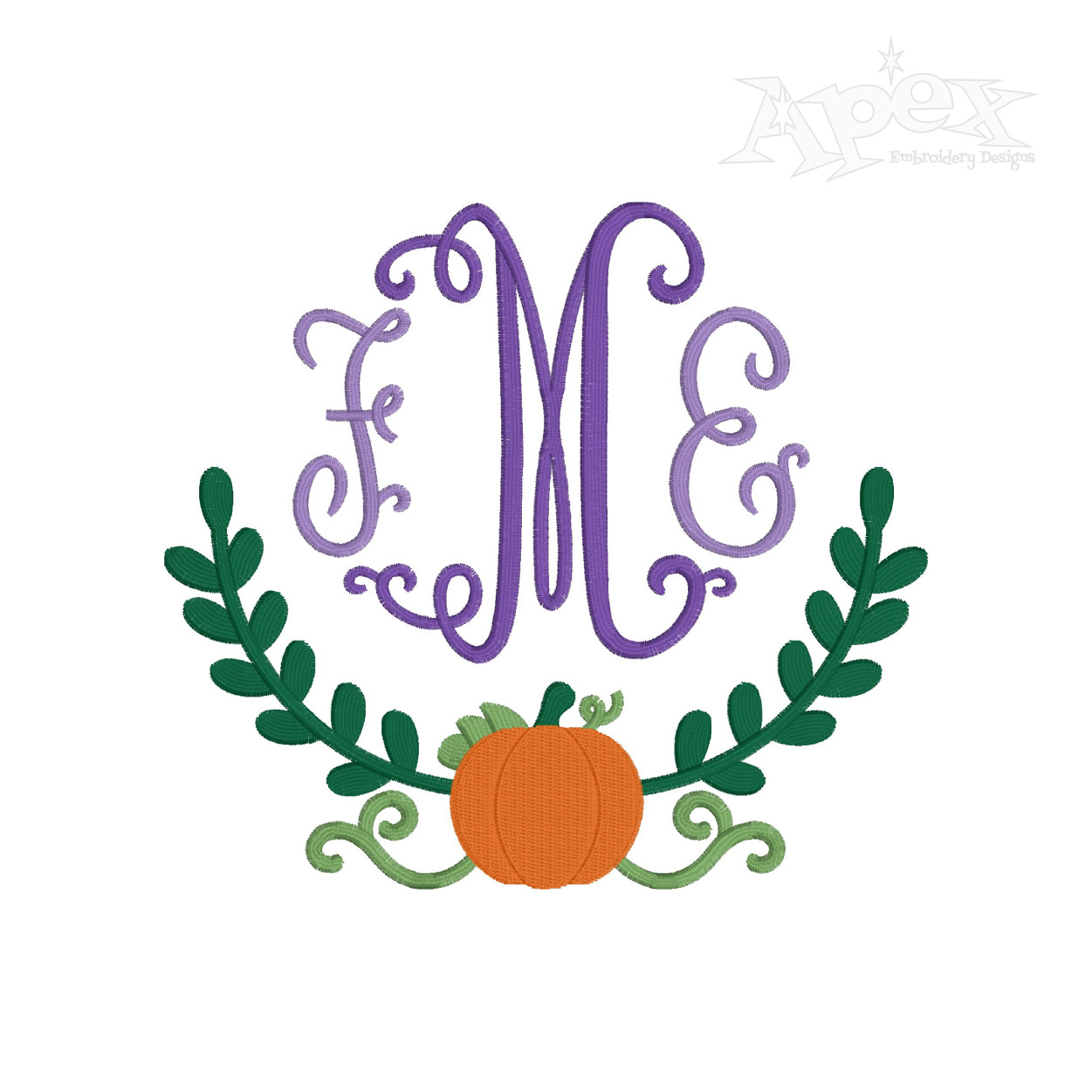 Pumpkin Wreath Frame Embroidery Design