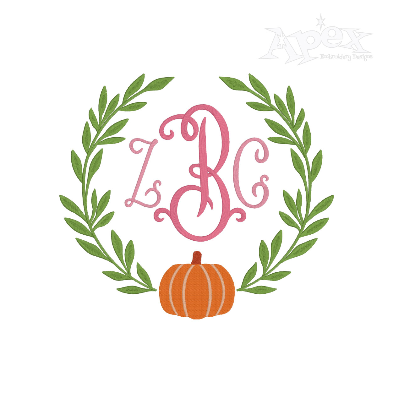 Wreath Pumpkin Frame Embroidery Design