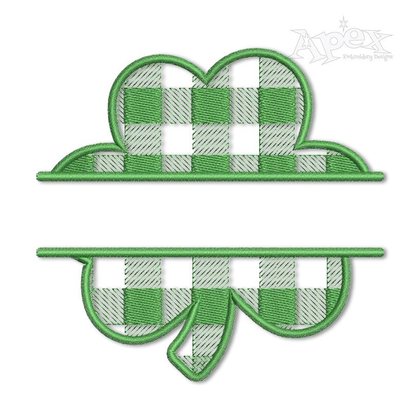 Buffalo St Patrick's Day Plaid Shamrock Split Frame Embroidery Design