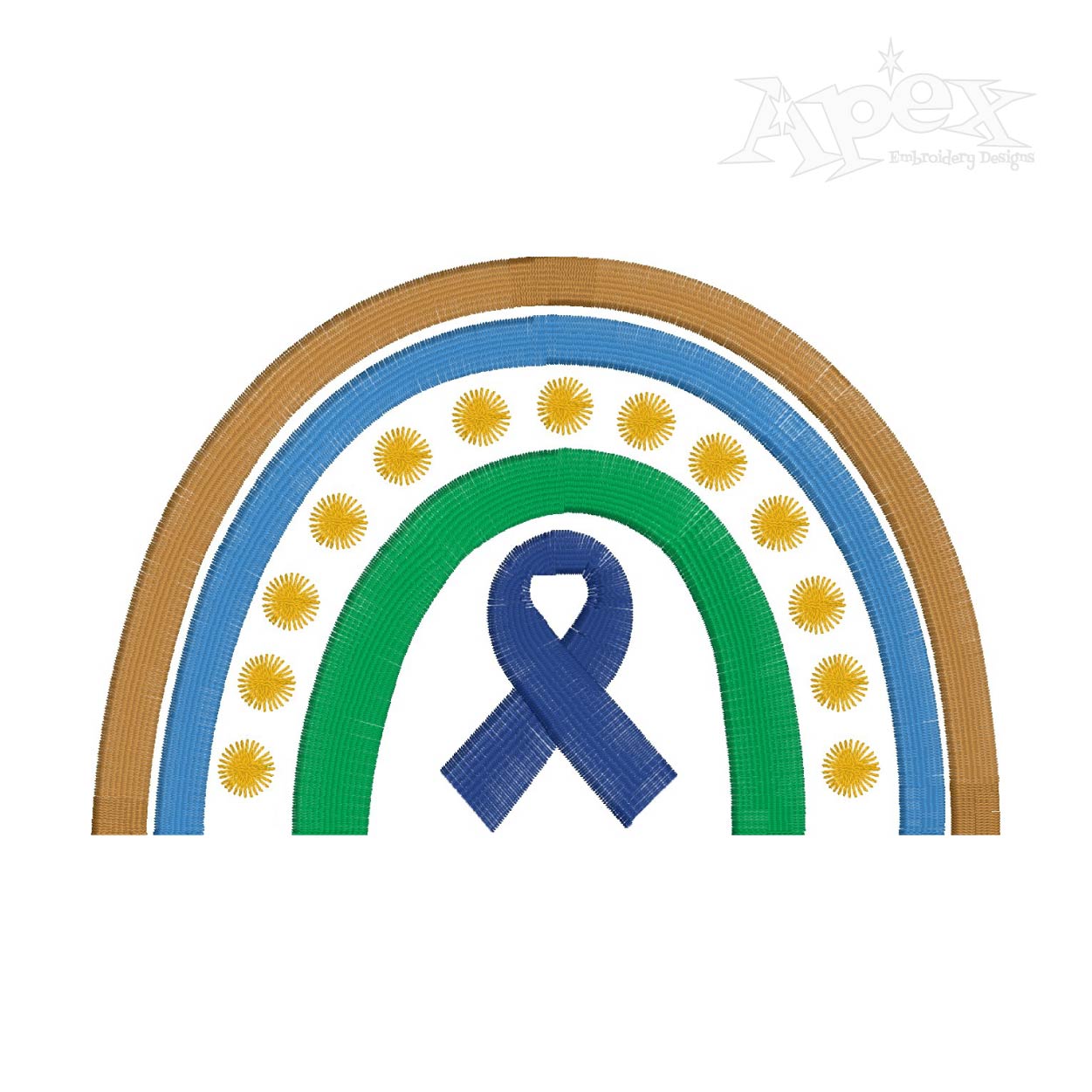 Awareness Ribbon Rainbow Embroidery Design