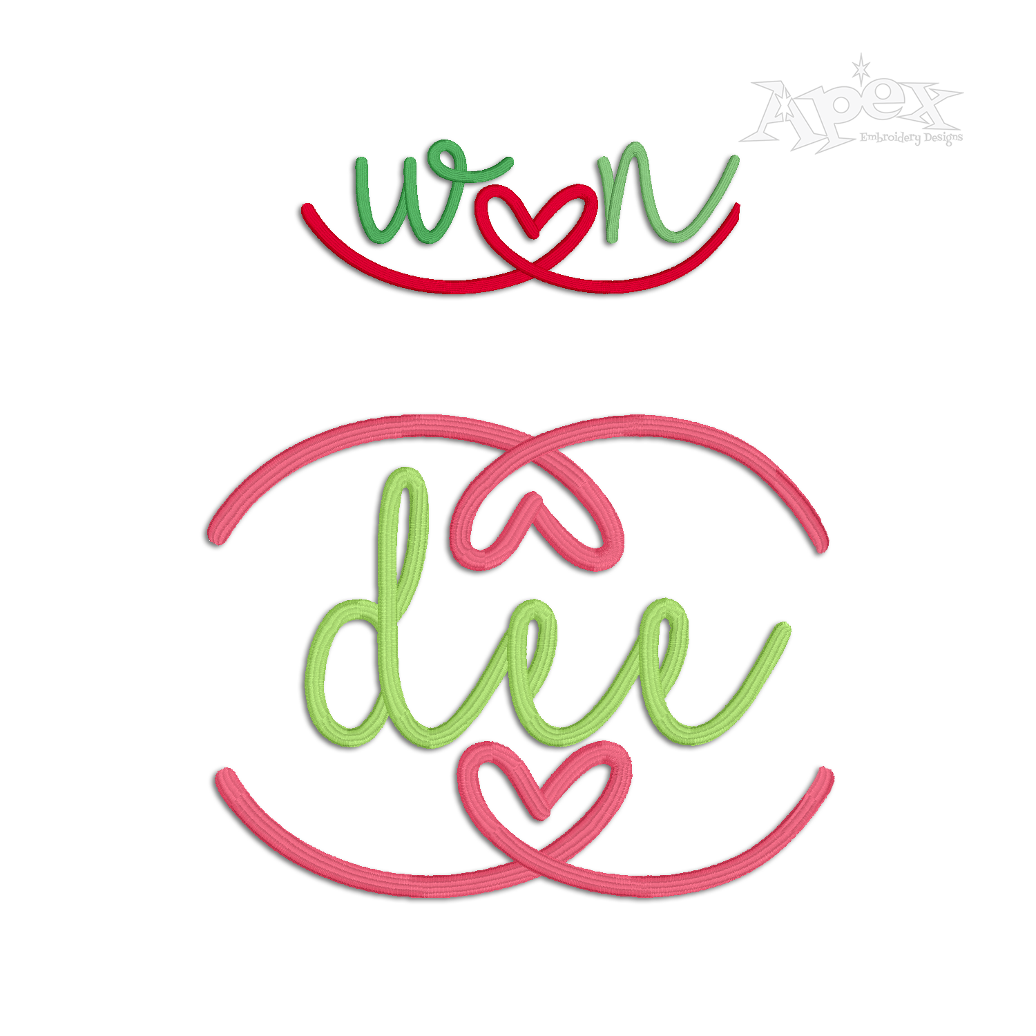 Heart Tail Monogram Embroidery Font Letters Frames 