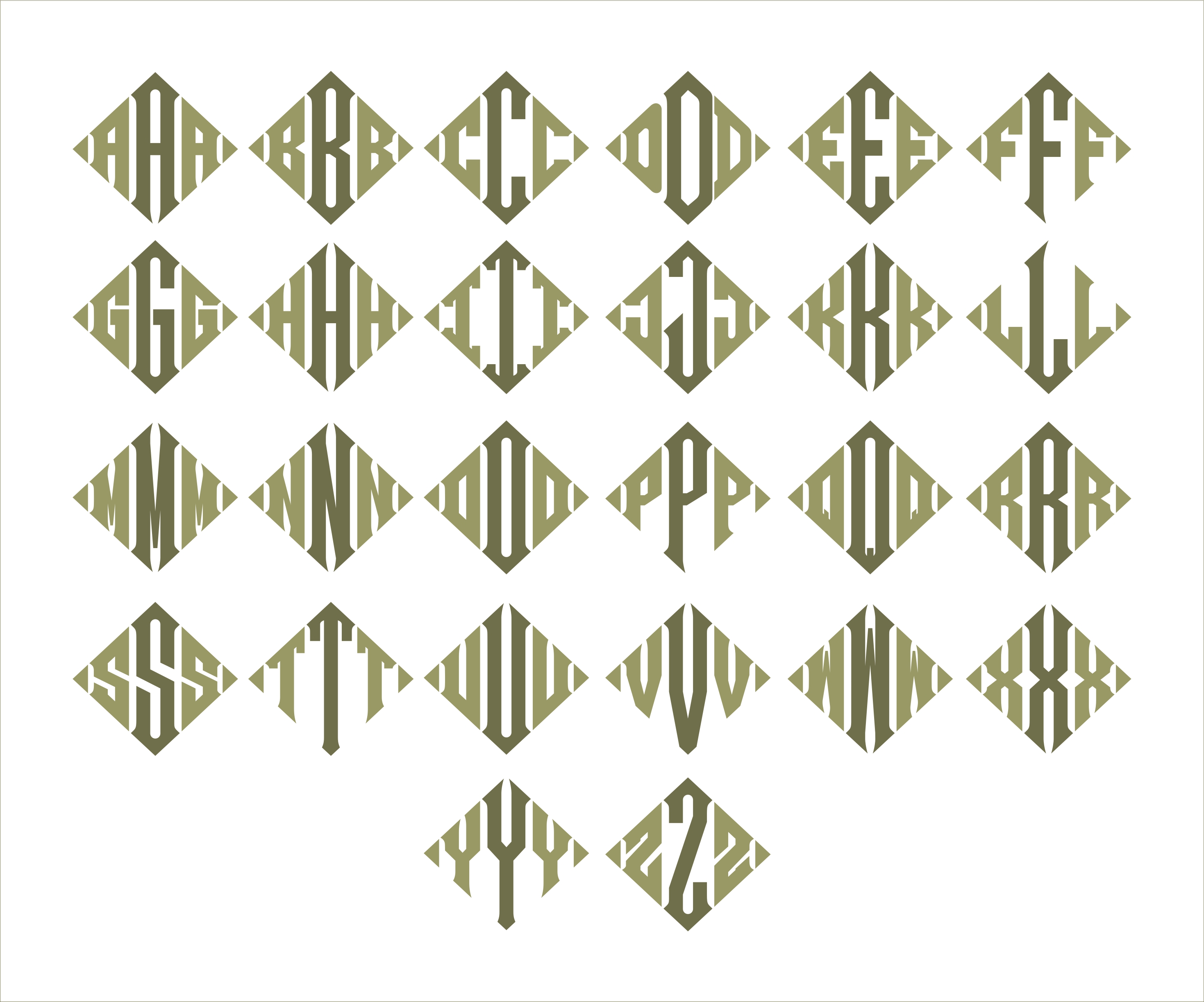 Monogram Diamonds Machine Embroidery Font by Apex All